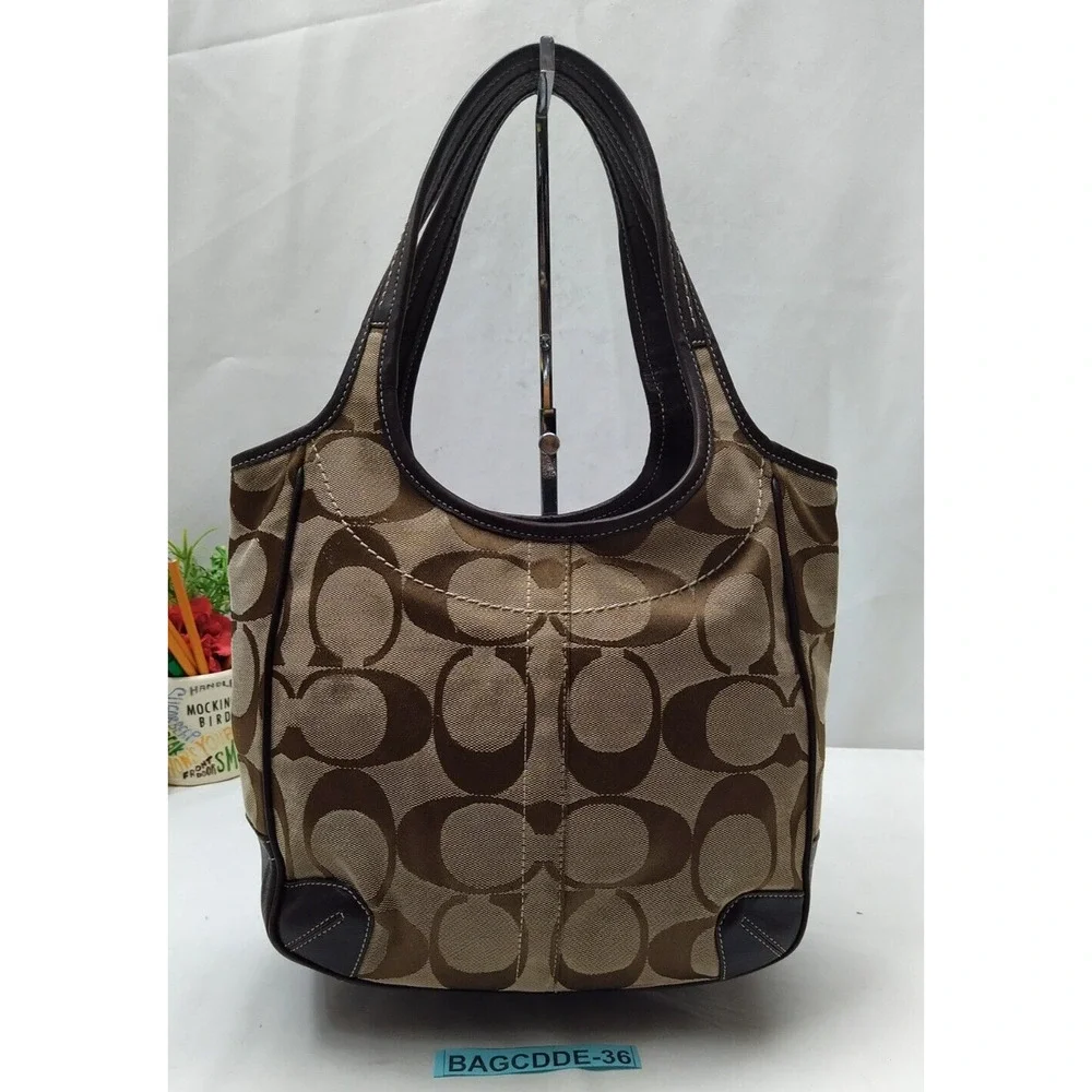 Coach Chelsea Signature Brown Canvas Double Handles Shoulder Bag